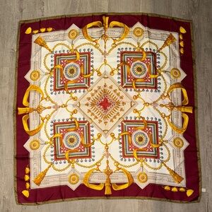 Gucci Burgundy and Gold Silk Scarf